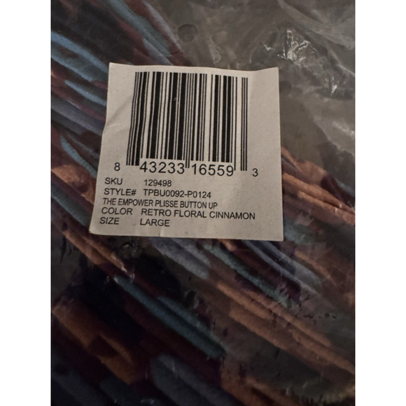 Wildfang The Empower Pusse Button up Retro Floral Cinnamon Blouse MRSP $88 - Picture 5 of 5